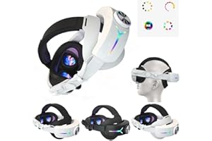 UKETO VR-Kopfband für Meta Quest 3, 8000mAh RGB verstellbares VR-Kopfband Komfort reduziert Gesichtsdruck LED-Hintergrundbeleuchtung VR leichtes Ersatzband für Meta Quest 3 Headset