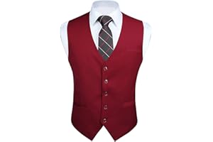 HISDERN Chaleco formal de fiesta de boda para hombres Chaleco de algodón de color solido