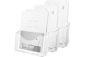 DAJAVE DIN A4 Tisch-Prospektständer: 3 Stück Flyerständer A4, Transparenter Flyer Aufsteller A4, Prospekthalter A4, Flyerhalter A4 für Counter Büro Restaurant Rezeption