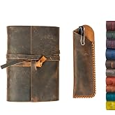 HATIRA Hakiki Deri Defter G&uuml;nl&uuml;k Erkekler ve Kadınlar İ&ccedil;in 260 Kraft &Ccedil;izgisiz Sayfalar El Yapımı Vintage Kahverengi 5x7 inch 