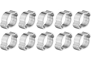 Abrazadera de manguera, Asixx 10pcs Abrazadera de manguera de dos orejas de acero inoxidable chapado en zinc 5-23 mm para tubo de gasolina Fule Tubo para abrazadera(15-18MM)