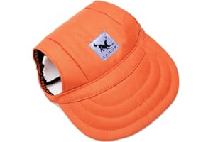 BT Bear Dog Hats,Casual Visor Pet Hats Dogs Baseball Sun Hats Sport Cap with Ear Holes and Chin Strap for Small Dogs Medium Dogs (Orange,S)