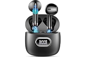 DRSAEC Cuffie Bluetooth, Auricolari Bluetooth 5.3 Cuffie Wireless HiFi Stereo Mic, Cuffie Senza Fili Cancellazione Rumore ENC LED Display Cuffiette Bluetooth IP7 Impermeabili, Auricolari Wireless 42H [Nuovo]