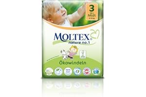 MOLTEX NATURE NO.1 Moltex Nature No. 1 eco-diapers, size 3 (Midi), 4-9 kg, (1 x 34 diapers)