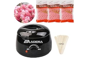 EA ARENA Wax Warmer Kit for Hair Removal With Bowl, 3 Bags Wax Beads, and Applicator Sticks - Professional Waxing Machine for Full Body at Home (Rose Black Pot)