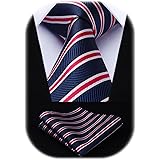 HISDERN Cravatta Uomo Elegante Extra Lungo Cravatta e Fazzoletto Set Cravatte e Pochette Seta per Matrimonio Festa 160 cm