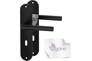 ERGO line Schwarz Türbeschlag SIGMA, Renovierungsgarnitur für Zimmertüren, Langschildgarnitur Renovierung Drückergarnitur Türklinke Schwarz, Türdrücker, Türgriff