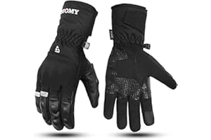 Msport Guanti Moto Invernali 100% Impermeabili Termici, Guanti Scooter da Sci Snowboard Protettivi Touch Screen