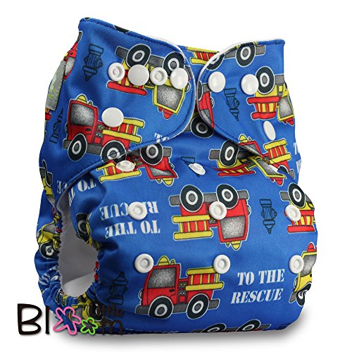 LittleBloom, Reusable Pocket Cloth Nappy, Fastener: Popper, Set of 1, Pattern 8, With 1 Microfibre Insert