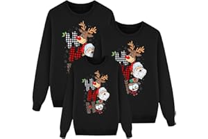 Nuqqichongtian Sudaderas Navideñas Familiares Jersey Manga Larga Suéter Invierno Pullover Mujer Hombre Niño Niña Chica Chico Christmas Jumper Blusas Cuello Redondo Navideño Familiar