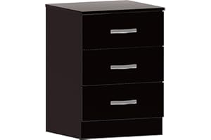 Vida Designs Home Discount Cómoda con 3 cajones en Color Negro con Tiradores y rieles de Metal, con Soporte de cajón único antiarqueamiento, Muebles de Dormitorio Riano, de la Marca