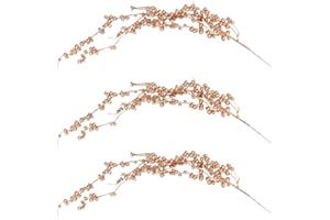 VALICLUD 3 Piezas de Ramas de Bayas Artificiales Bayas de Oro de Navidad Bayas de Acebo de Navidad Adornos de Decoración de Árboles de Navidad para El Ramo de La Fiesta Adornos de