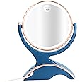 Snowflakes Lighted Mirror with Magnification- 1x/10x Double Sided 360 Degree Vanity Magnification Mirror Light Dual Power.(Blue)