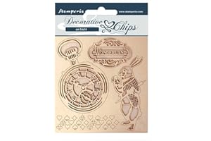 Stamperia International SCB50 Decorative Wonderland Dekorative Chips – Alice im Wunderland, verschieden, 9.5 x 9.5 cm
