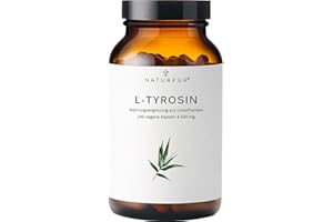 ‎NATURKUR Naturkur® L-Tyrosin 500 mg - 240 Kapseln im Apothekerglas - Rein & vegan mit bester Bioverfügbarkeit in Handarbeit hergestellt in Unterfranken
