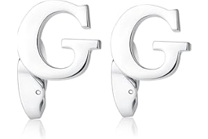 HONEY BEAR Carta Inicial Alfabeto Gemelos - Acero Inoxidable para Hombres Camisas Accesorios,Plata