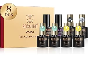 ROSALIND Base et Top Coat Vernis Semi Permanent, 8PCS Primer et Nail Prep Déshydratation Kit, Matt et Paillettes Top Coat UV LED Soak Off Vernis Gel Semi-permanent Manucure Kit
