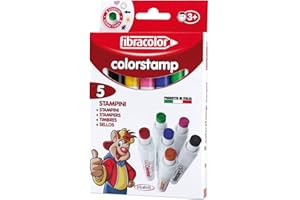 Fibracolor Pennarelli stampini Colorstamp confezione 5 stampini in 5 disegni diversi, superlavabili