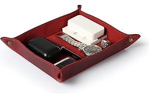 LONDO Genuine Leather Tray Organizer Caddy, Practical Storage Box Valet for Wallets, Watches, Keys, Coins, Phones, Sunglasses and Office Equipment
