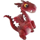 Top Collection Minyat&uuml;r Peri Bah&ccedil;esi ve Teraryum Mini Ejderha Heykeli, Kırmızı