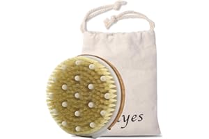 Ithyes Trockenbürste, Körperbürste, Peelingbürste, natürliche Borsten, Badebürste zum Entfernen abgestorbener Haut, Cellulite, verbessert Lymphfunktionen, Peeling