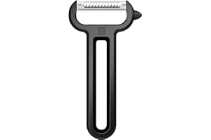 Linoroso Sparschäler Julienne Schnitt, Y Schäler mit Spitzer Spitze, Einfaches Schälen von Karotten Kartoffeln Gurken und Mehr Obst- und Gemüsestreifen Scharf Glatt Bequemer Griff - Schwarz