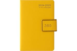 GOLDAYPLN Diary 2024-2025 A5 Day to Page,Organiser Planner - Hourly Planner,Mid Year Plan from July 2024 to June 2025,Hardcover Agenda with Colorful Monthly Tab,Pen Holder,Bookmark,Inner Pocket (Yellow)