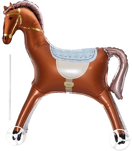 Set di palloncini per cavalli Palloncini a forma di cavallo da 30 pollici Palloncino con numero da 40 pollici Palloncino a stella Decorazione per feste di compleanno a tema cavallo da corsa