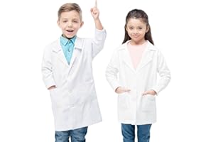 KUMARS White Lab Coat Kids, Lab Coats for Children, Boys Girls Cotton Science Lab Coats Medical Coat, Child Laboratory Coat Doctors Coat Fancy Dress for Role Play Dress Up Costumes School Student