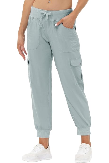 Multi Poches Pantalon Cargo Bleu Femme Jogging Femme Pantalon