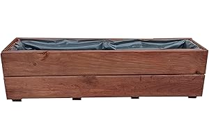 ‎FKL DESIGN HOME DECO FKL Pflanzkasten aus Holz Pflanzkübel Kübel Kasten Garten Terrasse fertig montiert D27 (Nuss, 90 cm)