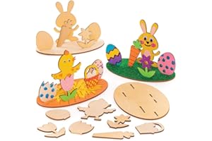 Baker Ross Kits scène de Pâques 3D en bois (Paquet de 4) - Loisirs créatifs de Pâques pour enfants