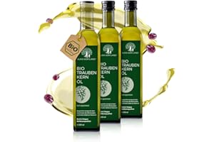 ‎AURA VOM LAND Aura vom Land Bio Premium Traubenkernöl Kaltgepresst 3x250ml Set – Vegan & Reich an Omega 6, Vitamin E – Hochwertiges Speiseöl auch als Haaröl/Körperöl – Bio Oil Grapeseed Oil Made in Germany