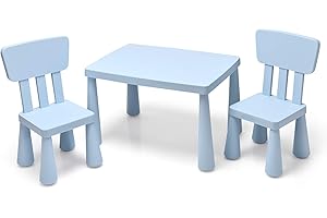 Maxmass Kids Activity Play Table & Chair Set, Children Multifunction Study Table with 2 Chairs, Kids Furniture Set for Drawing, Arts & Crafts and Snack Time (Blue)