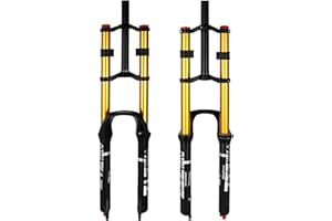 splumzer Bike Suspension Fork 26/27.5/29" for Mountain Bike DH Air Double Shoulder Downhill Rappelling Shock Absorber Straight Tube Ultralight Bicycle Shock Absorber Rebound Adjust