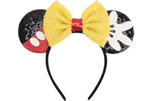 DRESHOW Orejas de Ratón Diademas con Lazo Decoración de Fiesta con Purpurina Disfraz de Cosplay para Mujeres