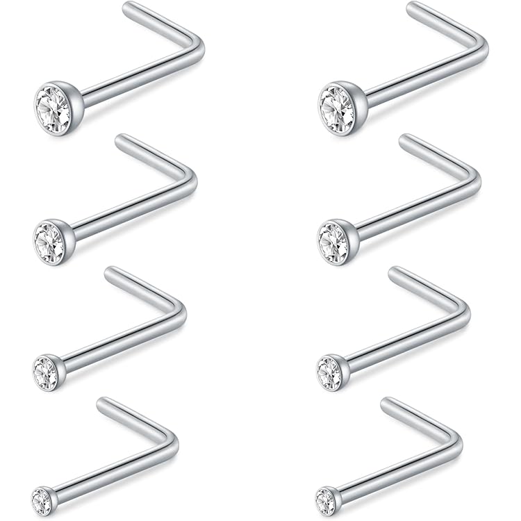 8 Piercings Nez Acier Inoxydable - 20G/22G Avec CZ - AceFun