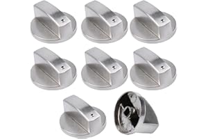 Esforzarse 8 Pezzi Manopola del Gas, 6mm Copertura Pomello Accessori di Ricambio per Fornello a Gas Universale, Metallo Manopole Forni Manopole Rotanti per Fornelli e Piani Cottura(Argento)