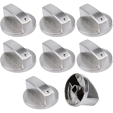 Tiuxiu 10 stuks gasfornuisknoppen, kookgereiknop, temperatuurregelknop van metaal, geschikt voor de meeste gasfornuizen (8 mm, 0