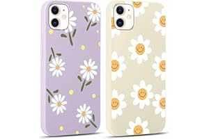Yoedge 2 Stück HandyHülle für iPhone 11 Hülle 6,1", Mädchen Schutzhülle Blumen Muster Aesthetic Design,Frauen Geschenk Weich TPU Silikon Stoßfest Cover Case für iPhone 11, Lila Blume