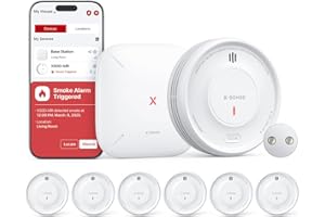 Detector de Humo Inteligente X-Sense con Estación Base SBS50 para el Hogar, Montaje Magnético, Alarma Interconectada Inalámbrica, Batería Reemplazable, 10 Años de Vida Útil, Función vía APP, XS0D-MR61