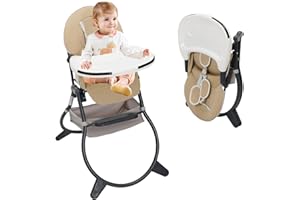 ARK MIIDO Chaise Haute Bébé Evolutive avec Table à Manger, Panier, Ceinture et Plateau Détachable, Chaises Bebe Pliante, Chaise Haute Confort pour Bébé de 6 Mois à 6 Ans