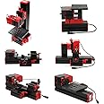 Eacam Mini DIY 6 in 1 Multi-functional Motorized Transformer Multipurpose Machine Jigsaw Grinder Driller Plastic Metal Lathe Wood Lathe Drilling Sanding Turning Milling Sawing Machine Tool Kit