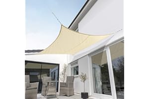 Kookaburra Waterproof Garden Sun Shade Sail Canopy in Sand 98% UV Block (2m Square)