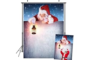 LYWYGG 5x7FT Fondo de Noche de Nieve de Navidad Fondo de Santa Claus Fondo de lámpara de Aceite Telón de Fondo de Navidad Telón de Fondo de Foto CP-197