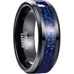 SOXEMAN - Bague En Tungstène 8mm Avec Accents Colorés - Homme/Femme - Cadeau Anniversaire/Mariage - Taille US 7-14