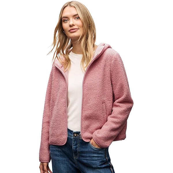 Street One Damen Teddy-Jacke - Kuschelige Fleece-Jacke Mit Details