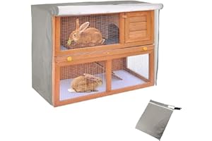 MERWDEEYT Kaninchenstall Abdeckung Wasserdicht Käfigabdeckung für Winter, Doppelschicht Kaninchenkäfig Staubschutz 210D Oxford Outdoor Haustierhaus Zubehör für Katzen, Hamster, Kätzchen,122x50x105cm (Grau)