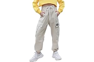 SEAUR Pantalon Cargo Fille 4-14 Ans Pantalon Sport Enfant Filles Hip Hop Streetwear Dance Jazz Pantalon de Jogging