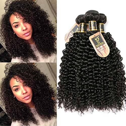 Yavida Hair 3Pcs/Lot Unprocessed 7A Grade Peruvian Kinky Curly Virgin Hair Weave 100% Virgin Human Hair Extensions Weft Bundles(8 8 10 Inch)